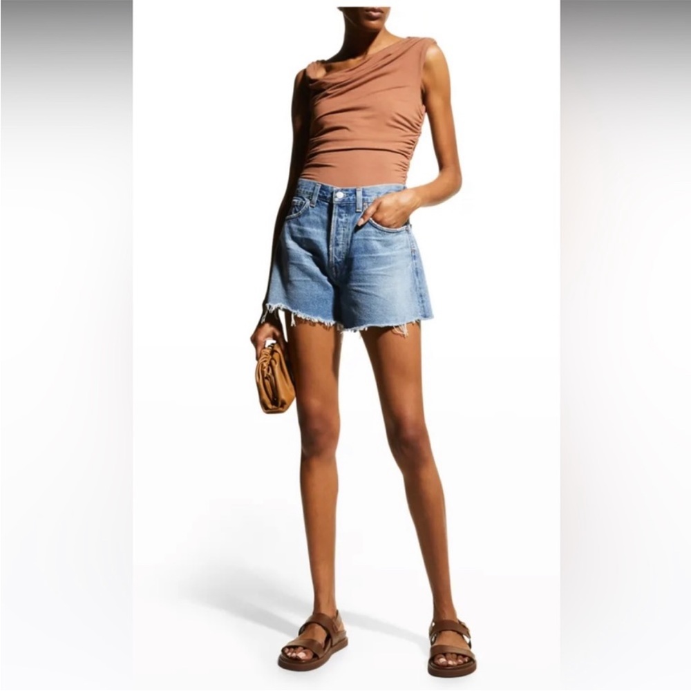 AGOLDE Parker Long Raw Hem Denim Shorts Size 32